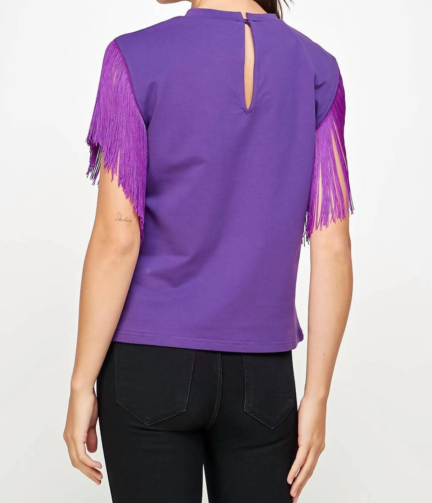 Fringe Detail Top In Purple