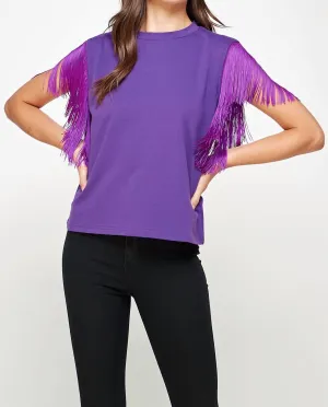 Fringe Detail Top In Purple