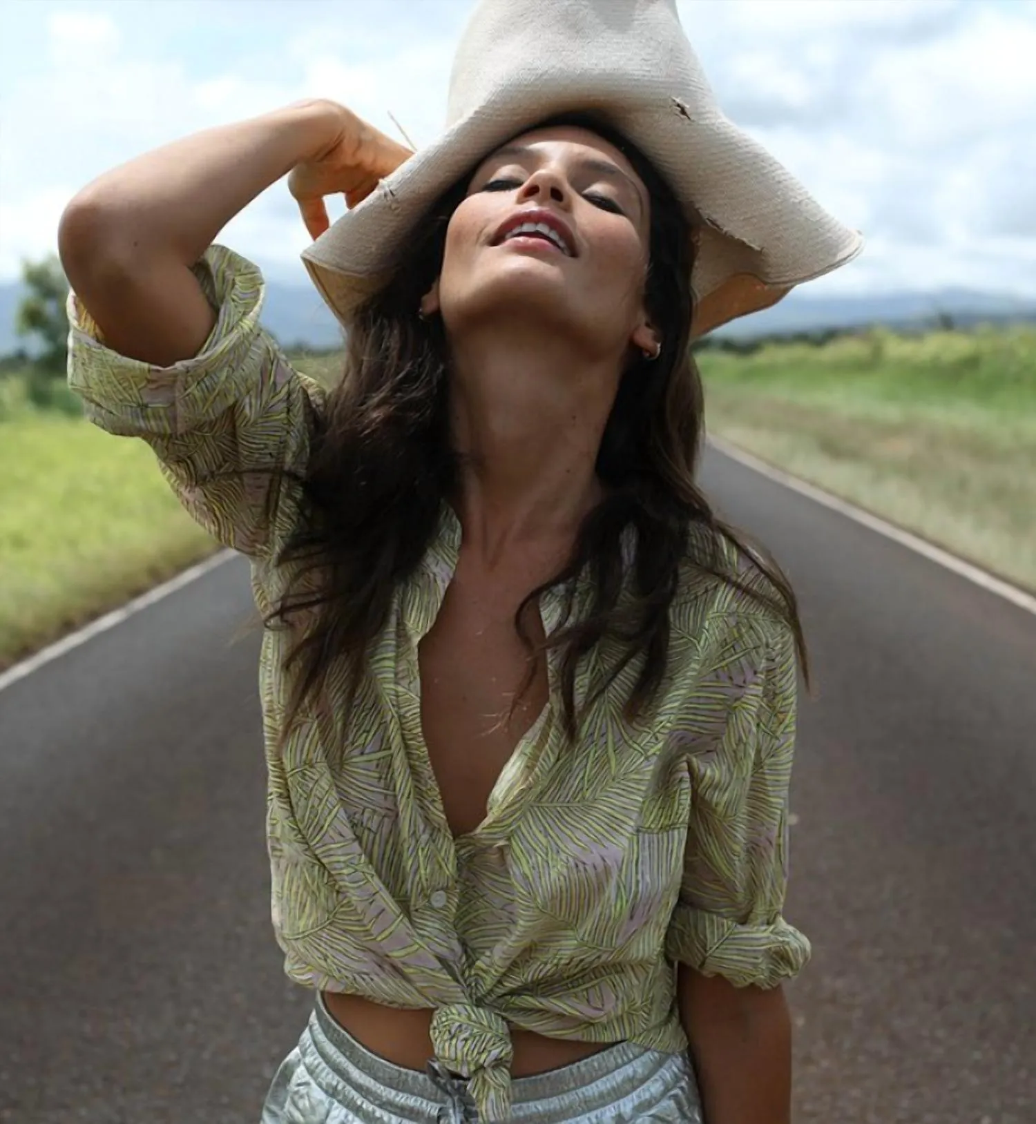 Frond Button Up Shirt In Yellow