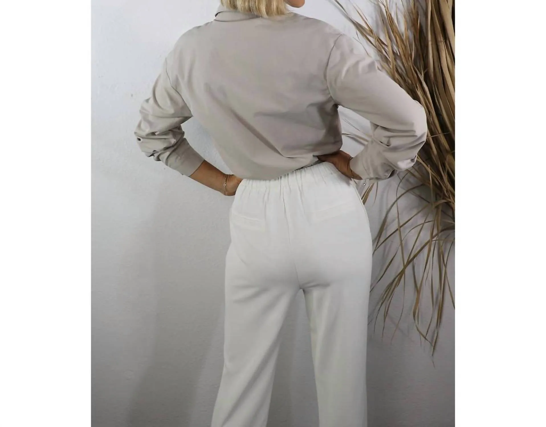 Front Twist Button Down Shirt In Stone Beige