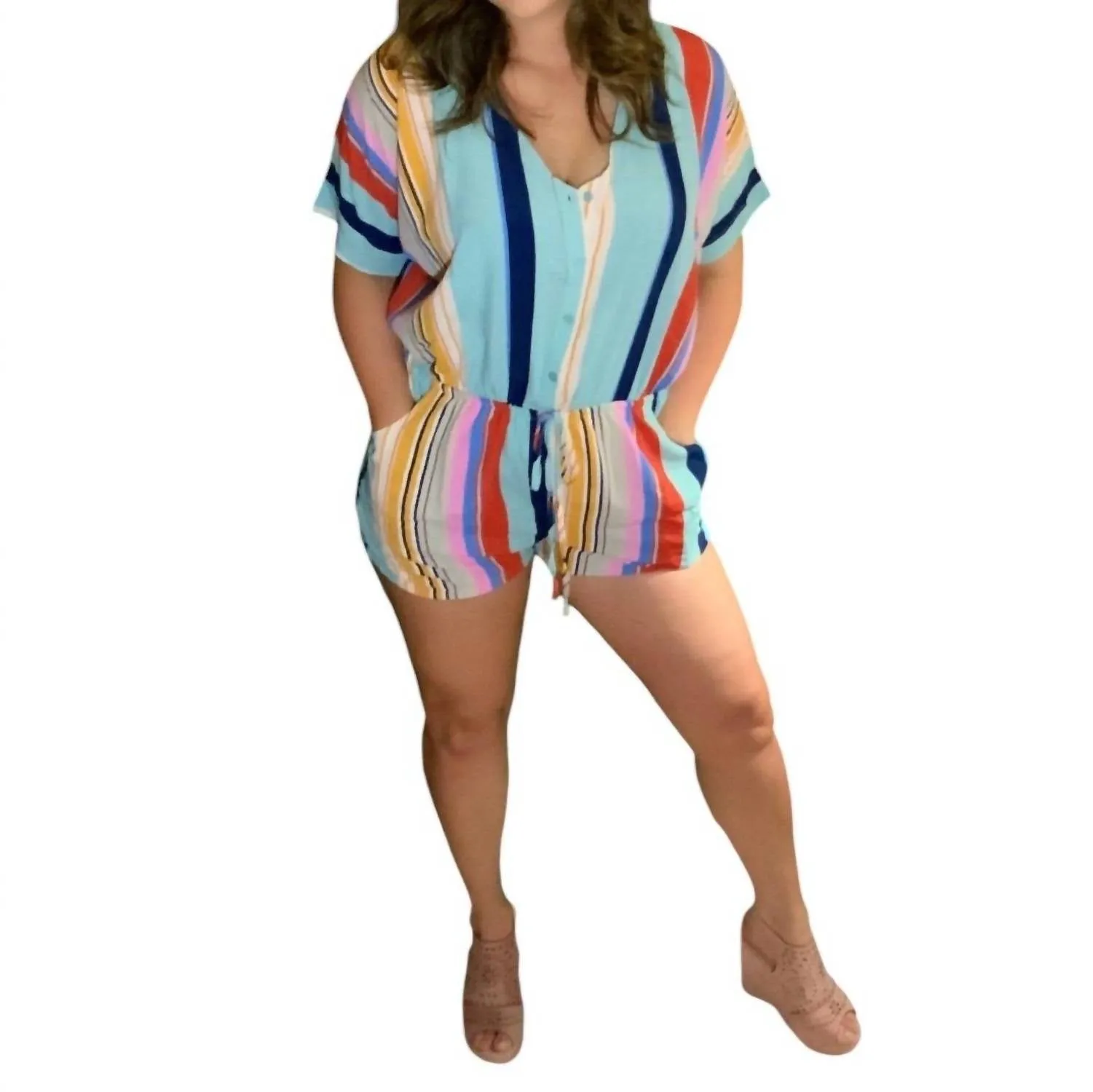 Fun In The Sun Romper In Blue Multi