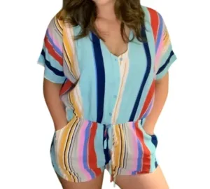 Fun In The Sun Romper In Blue Multi