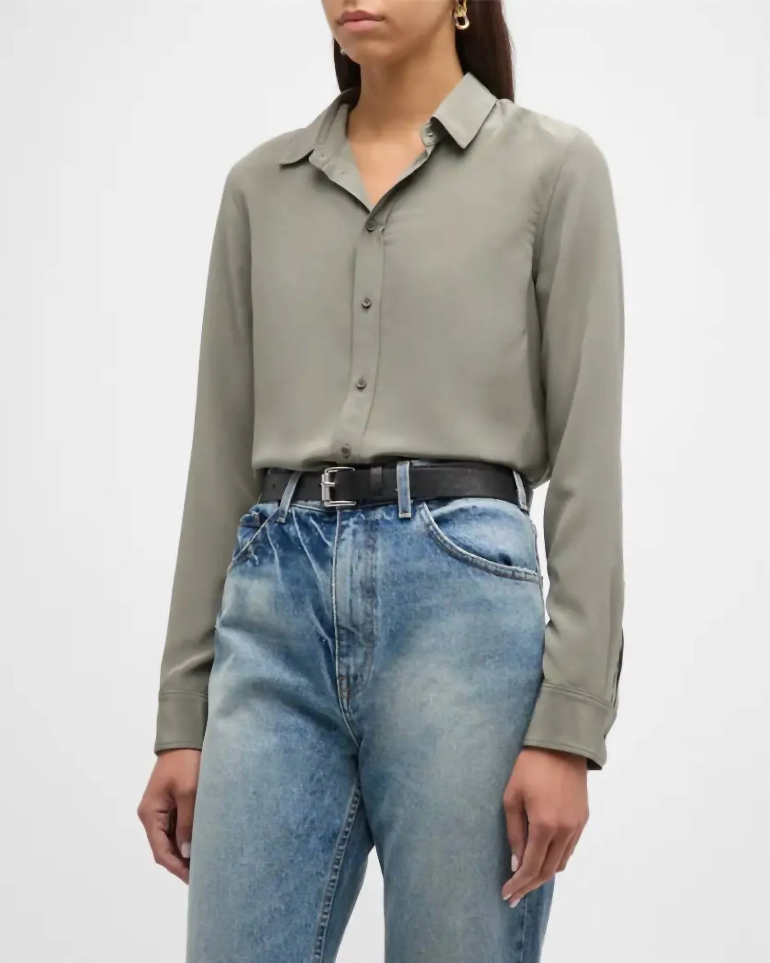 Gaia Slim Shirt In Dark Sage