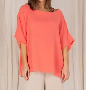 Gauze Poncho Top In Tiger Lily