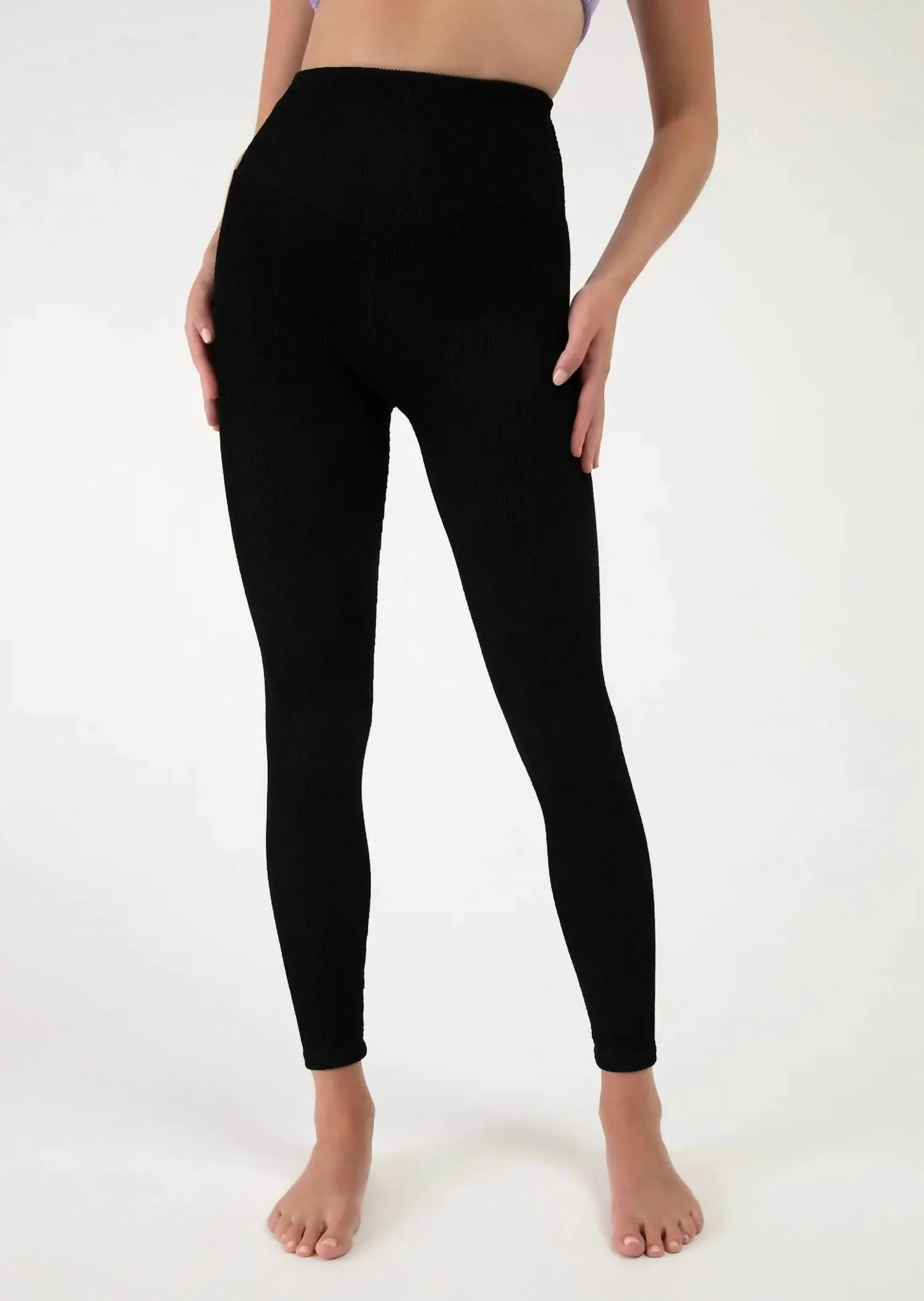 Graphite Crinkle Full Length Leggings In Black
