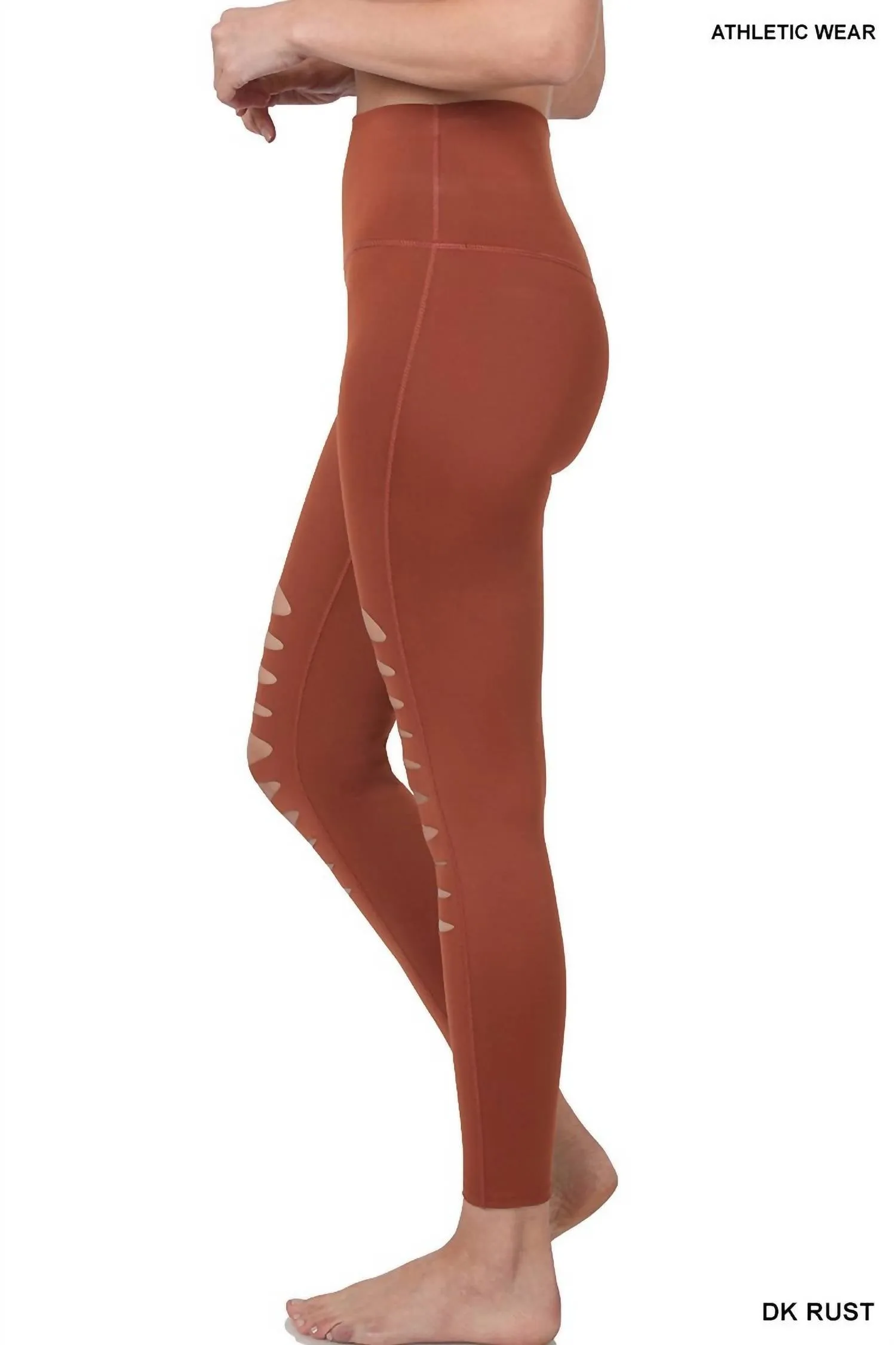 Gypsy Cut Out Biker Leggings In Rust