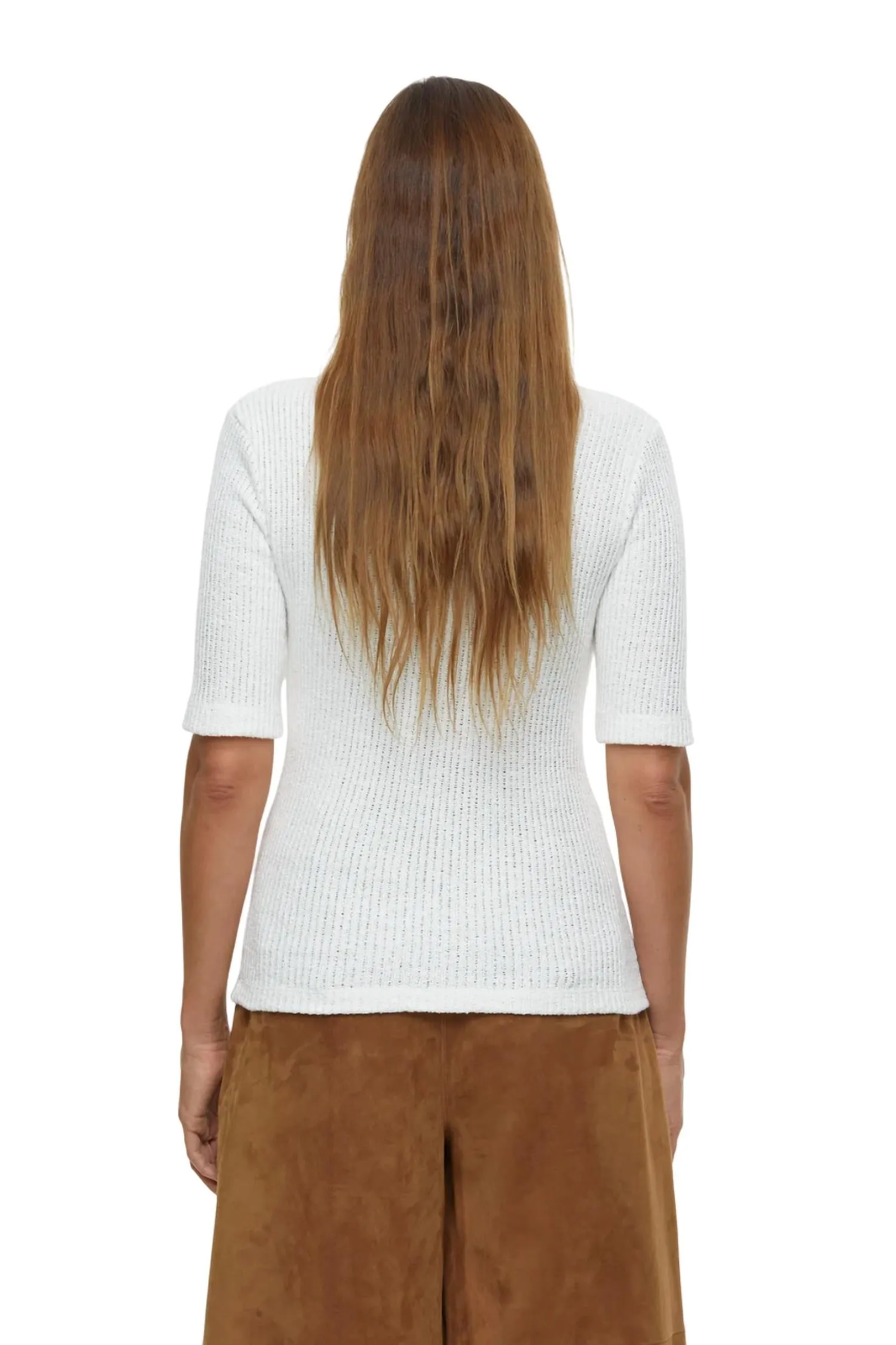 Half Placket V-Neck Shirt In Ivory