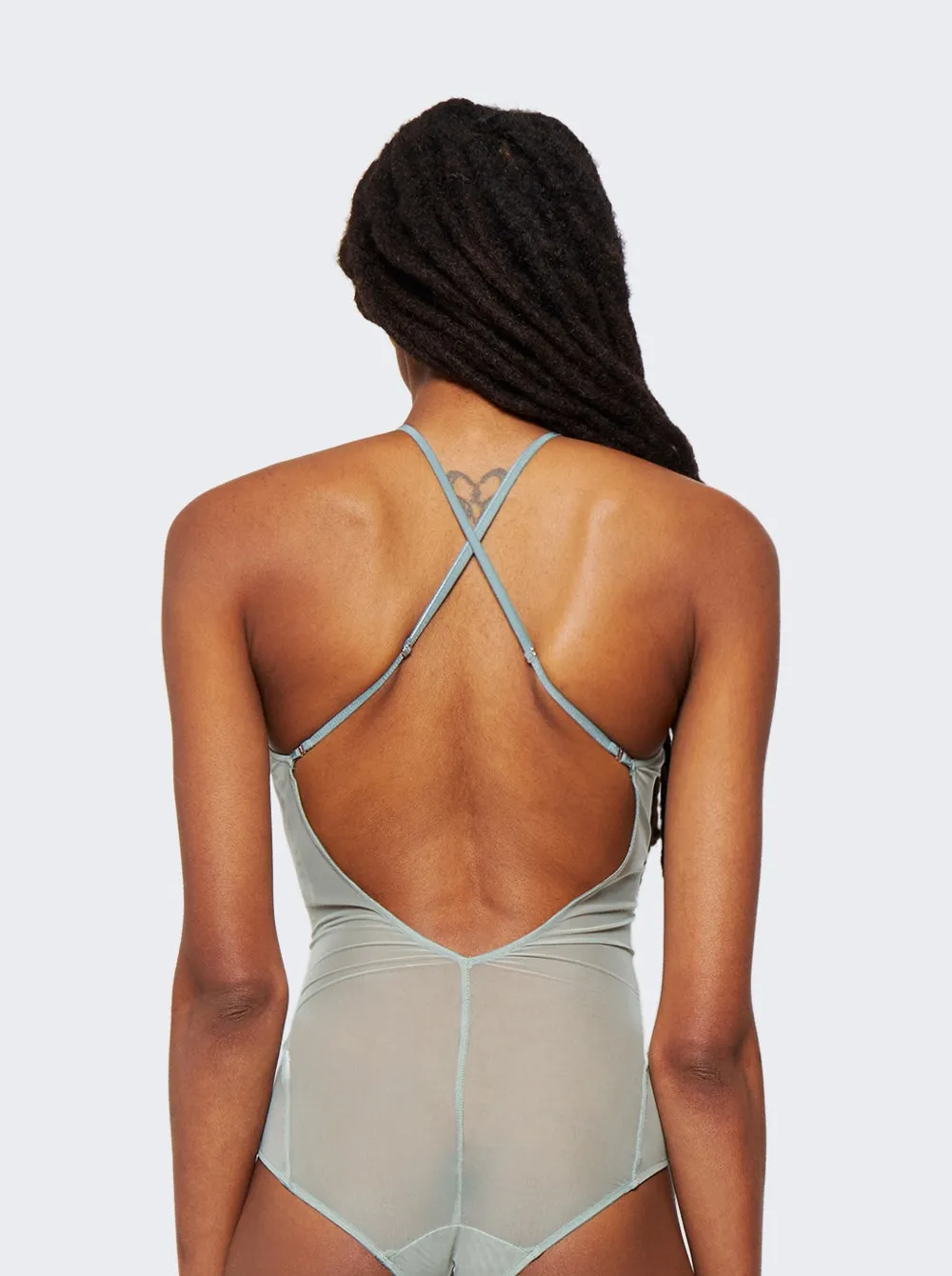 Halter-neck Leotard With Binding Details Sage Green