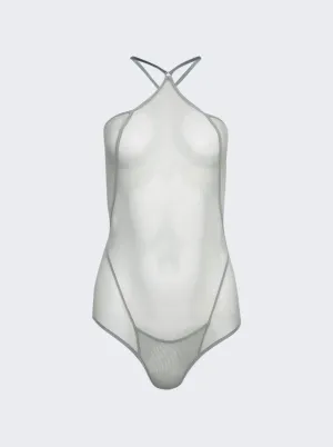 Halter-neck Leotard With Binding Details Sage Green
