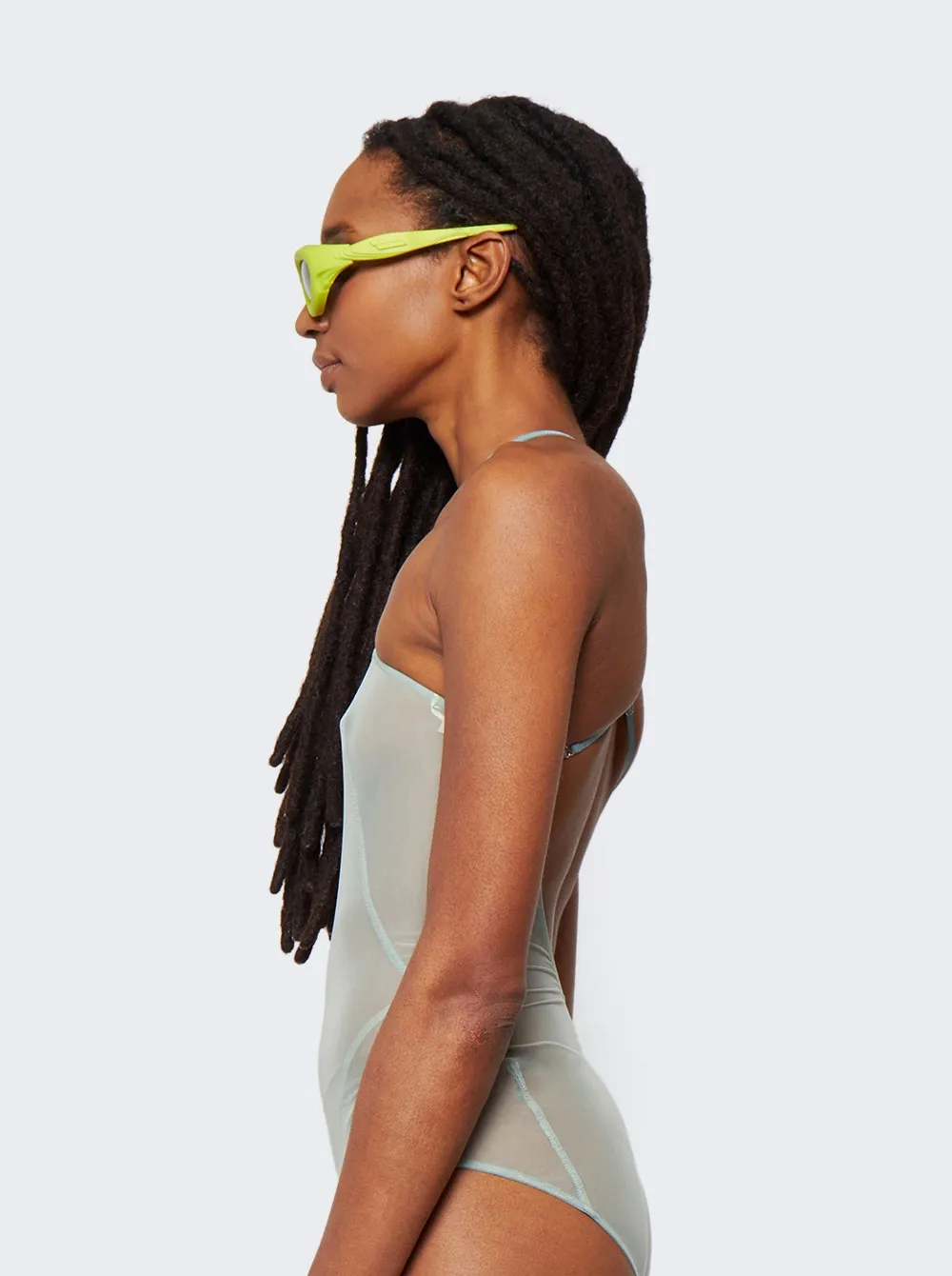 Halter-neck Leotard With Binding Details Sage Green