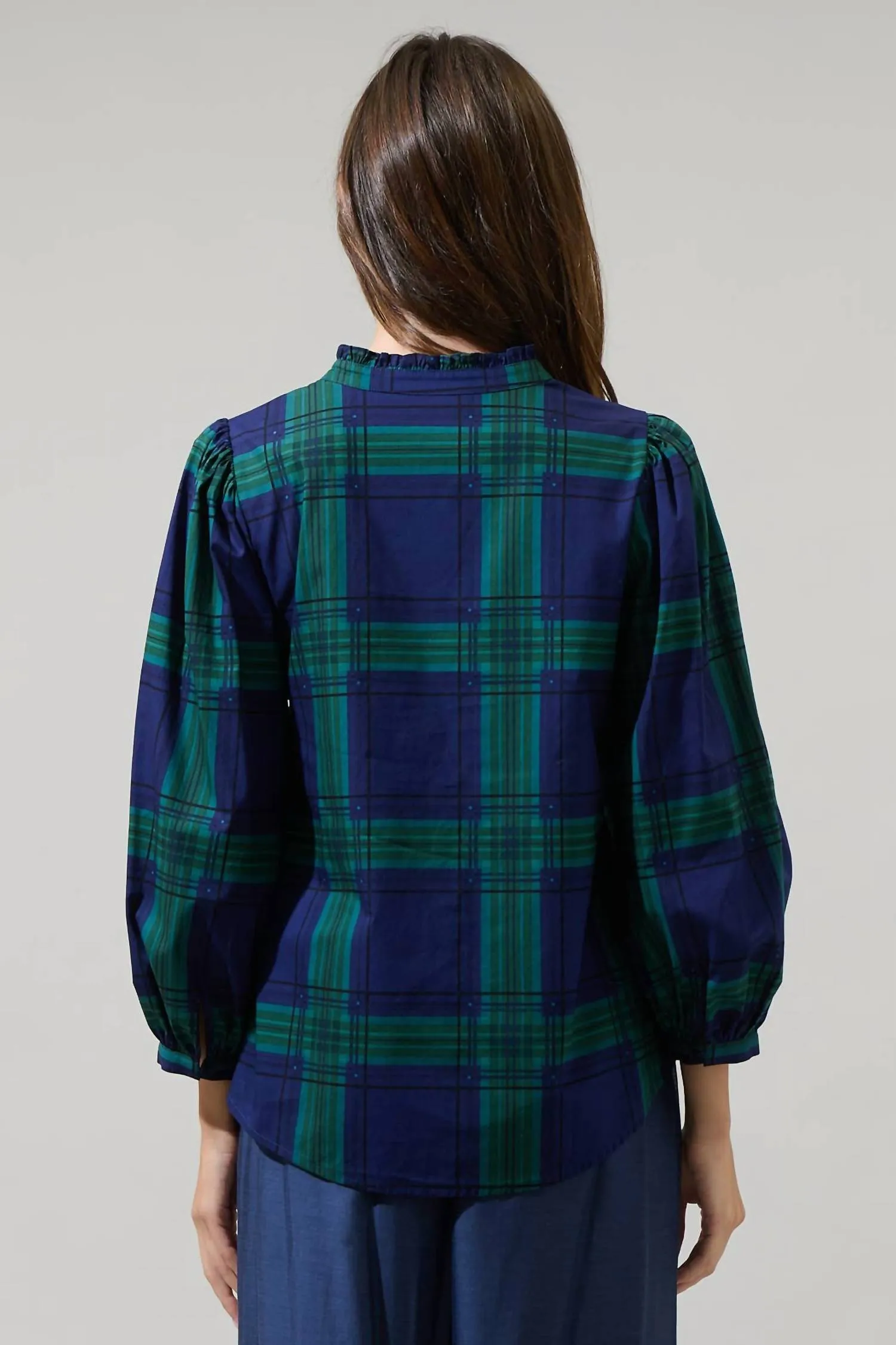 Harrisville Plaid Top In Navy Green