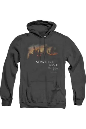 Harry Potter Burning Hogwarts Adult Heather Hoodie / Hooded Sweatshirt