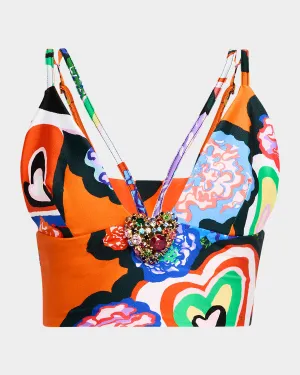 Heart Print Bustier Top