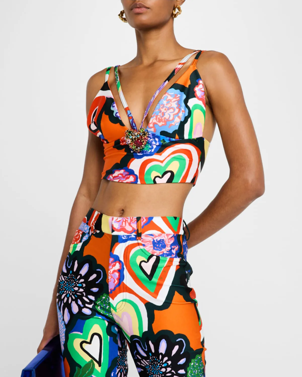Heart Print Bustier Top