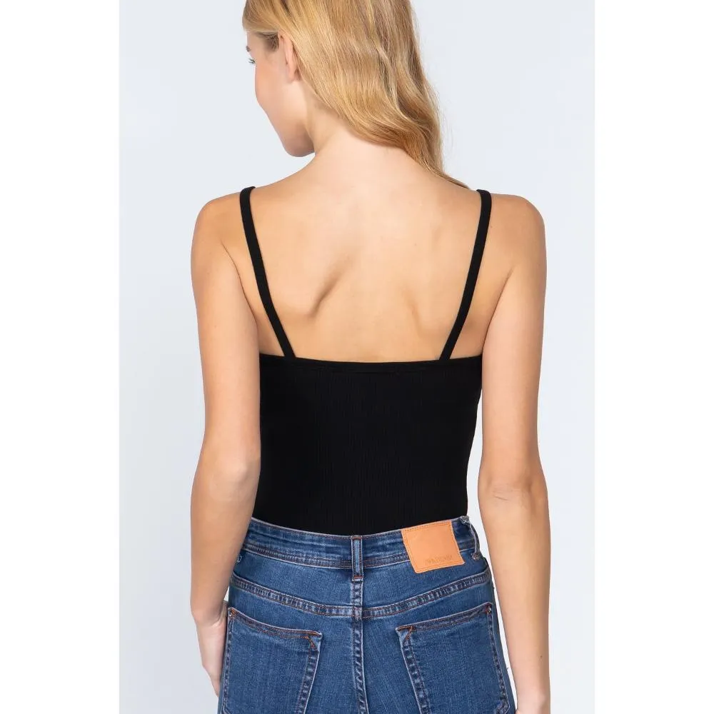 Heavy Rib Cami W/lace Bodysuit