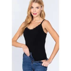 Heavy Rib Cami W/lace Bodysuit