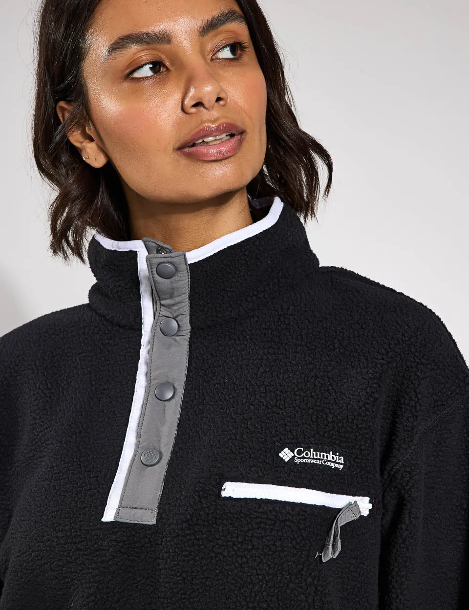 Helvetia II Cropped Sherpa Half Snap Fleece - Black