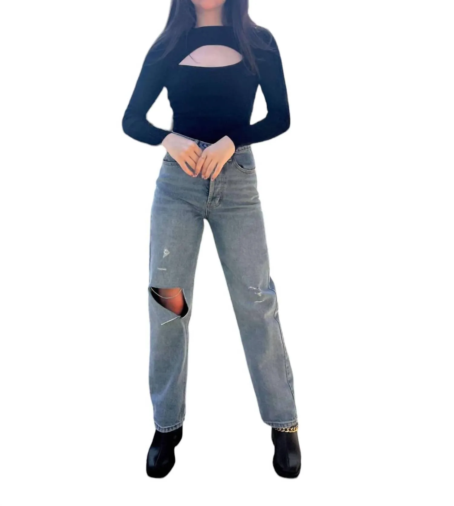 Here For A Good Time Bodysuit In Black