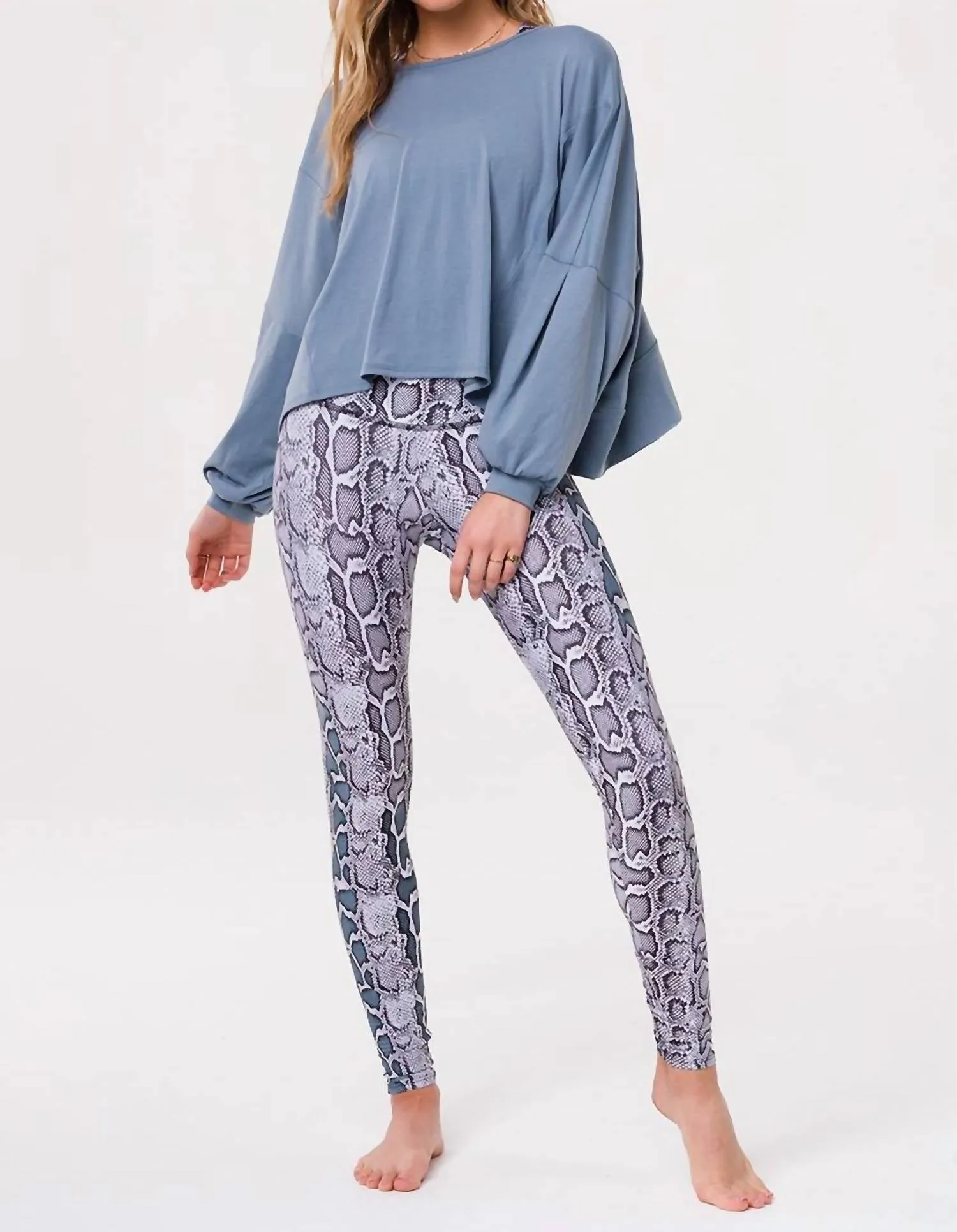 High Rise Graphic Legging In Black/white Viper