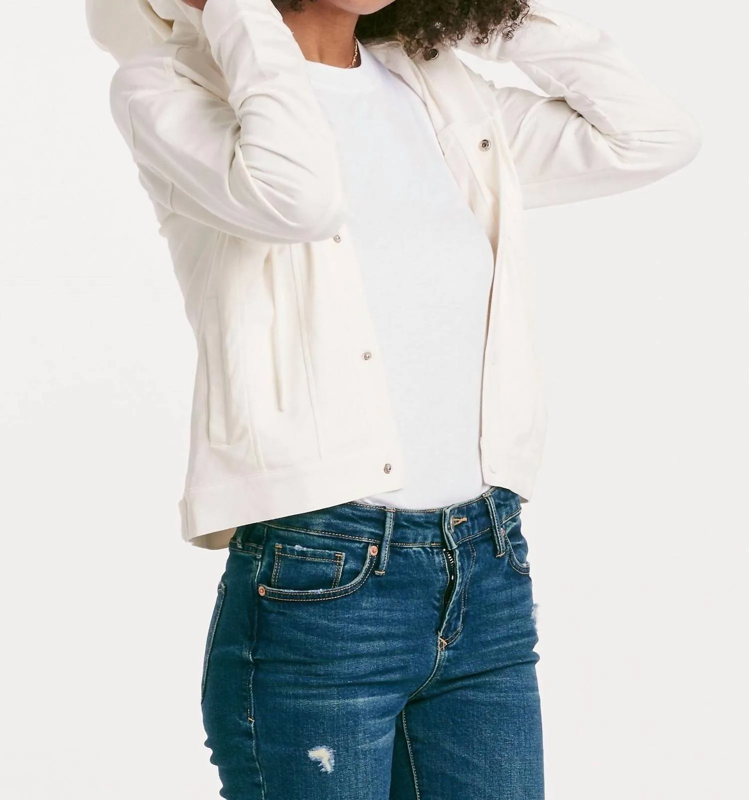 Hunter Hooded Jacket W/ Pocket Detail In Sea Salt