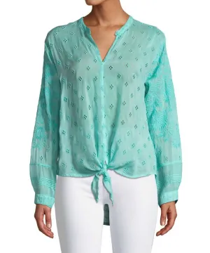 Hunter Tie Front Blouse In Bright Eye