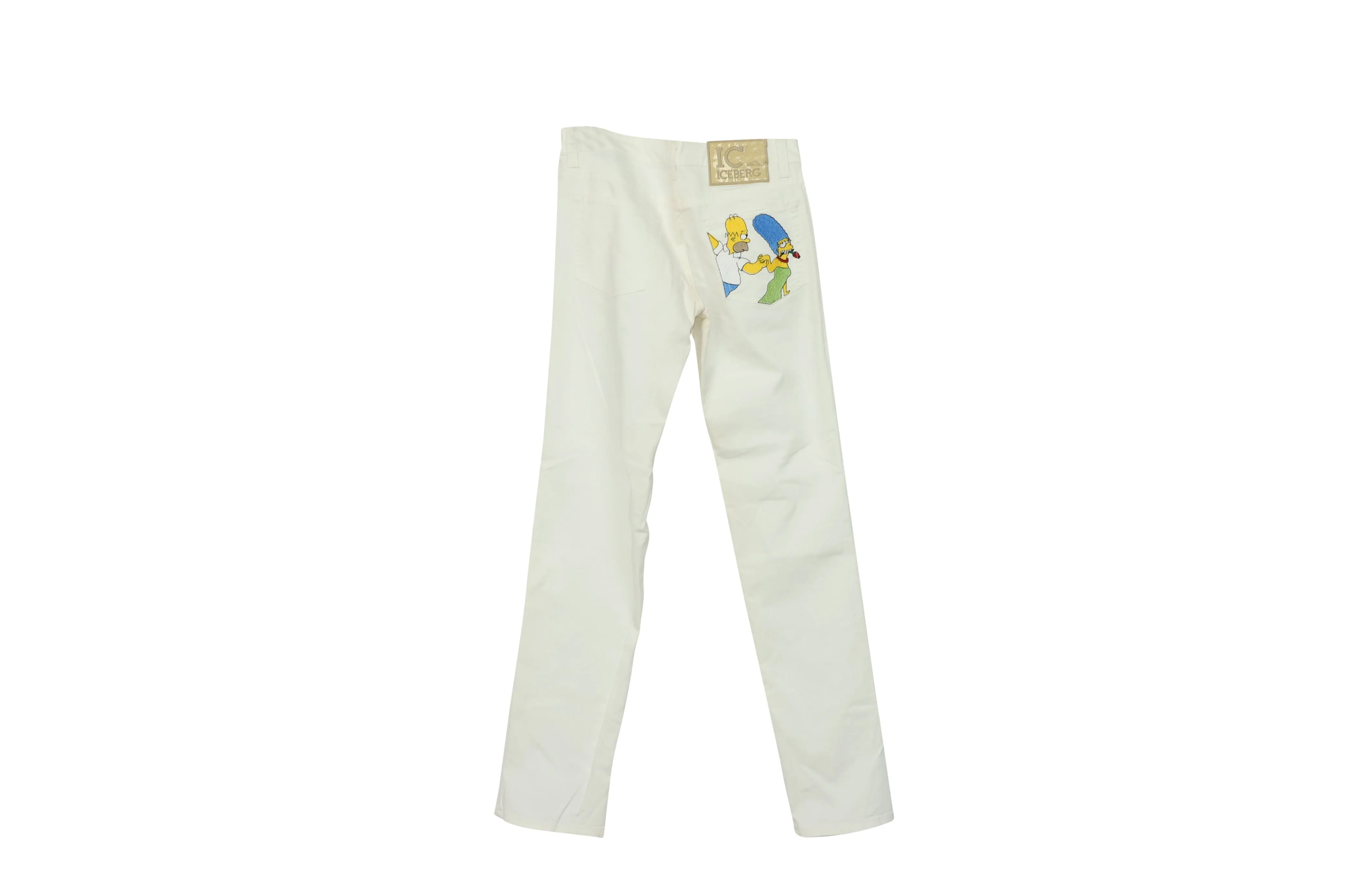 Iceberg x The Simpsons Embroidered Pants in Cream Cotton