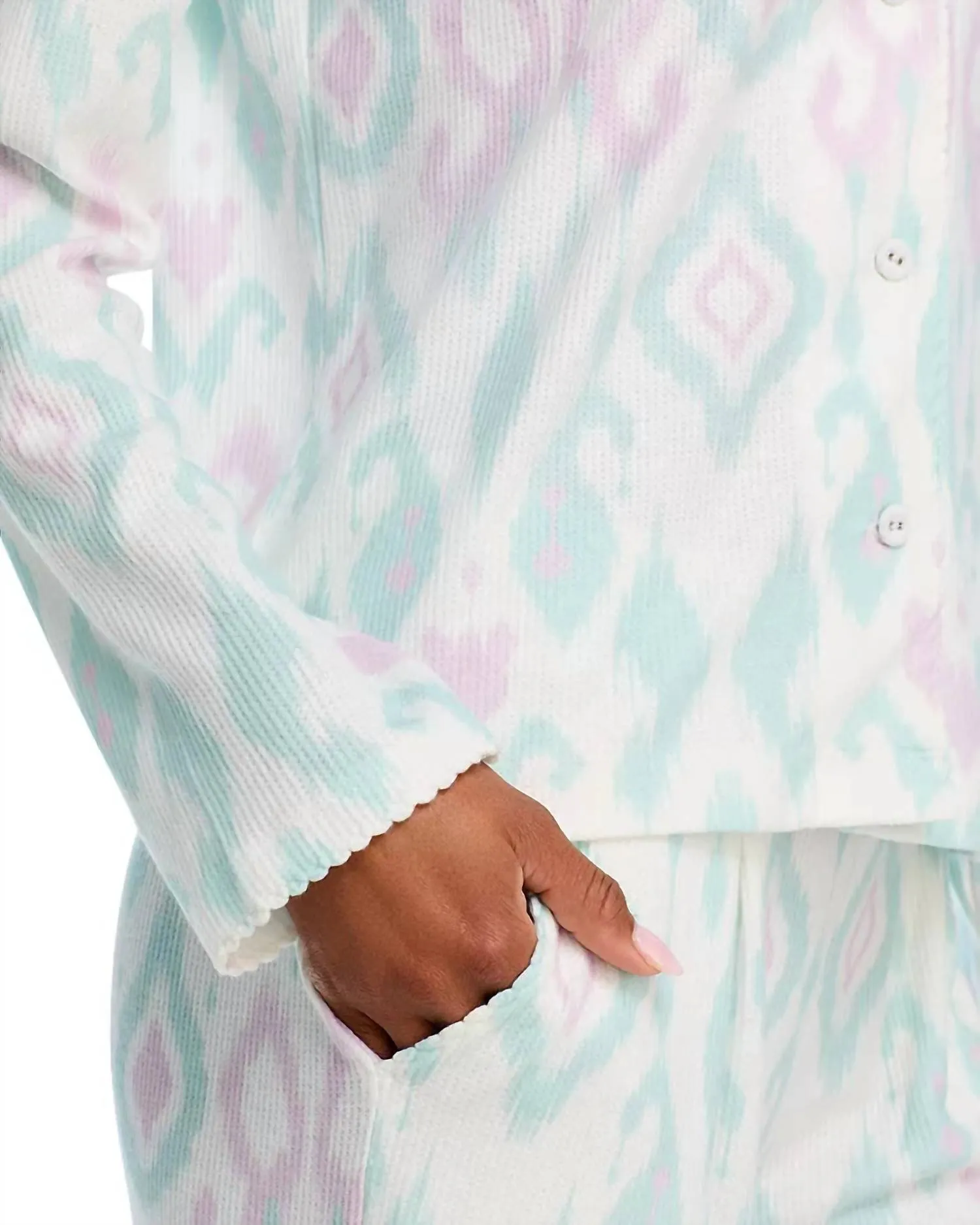 Ikat Watercolor Jammie Set In Seafoam