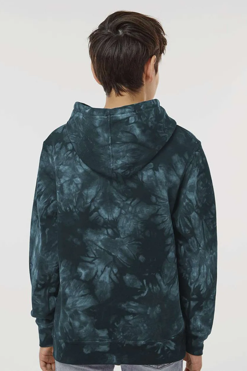 Independent Trading Company Youth Tie-Dye Hooded Sweatshirt Hoodie w/ Pouch Pocket - Black