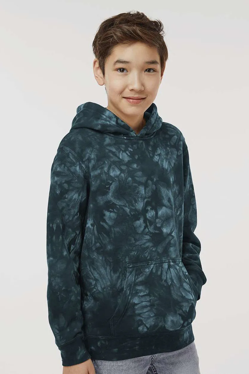 Independent Trading Company Youth Tie-Dye Hooded Sweatshirt Hoodie w/ Pouch Pocket - Black