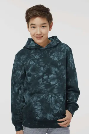 Independent Trading Company Youth Tie-Dye Hooded Sweatshirt Hoodie w/ Pouch Pocket - Black