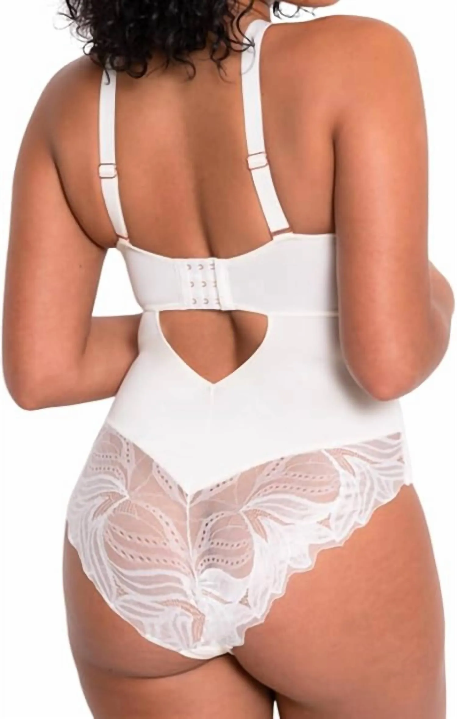 Indulgence Stretch Lace Body Suit In Ivory