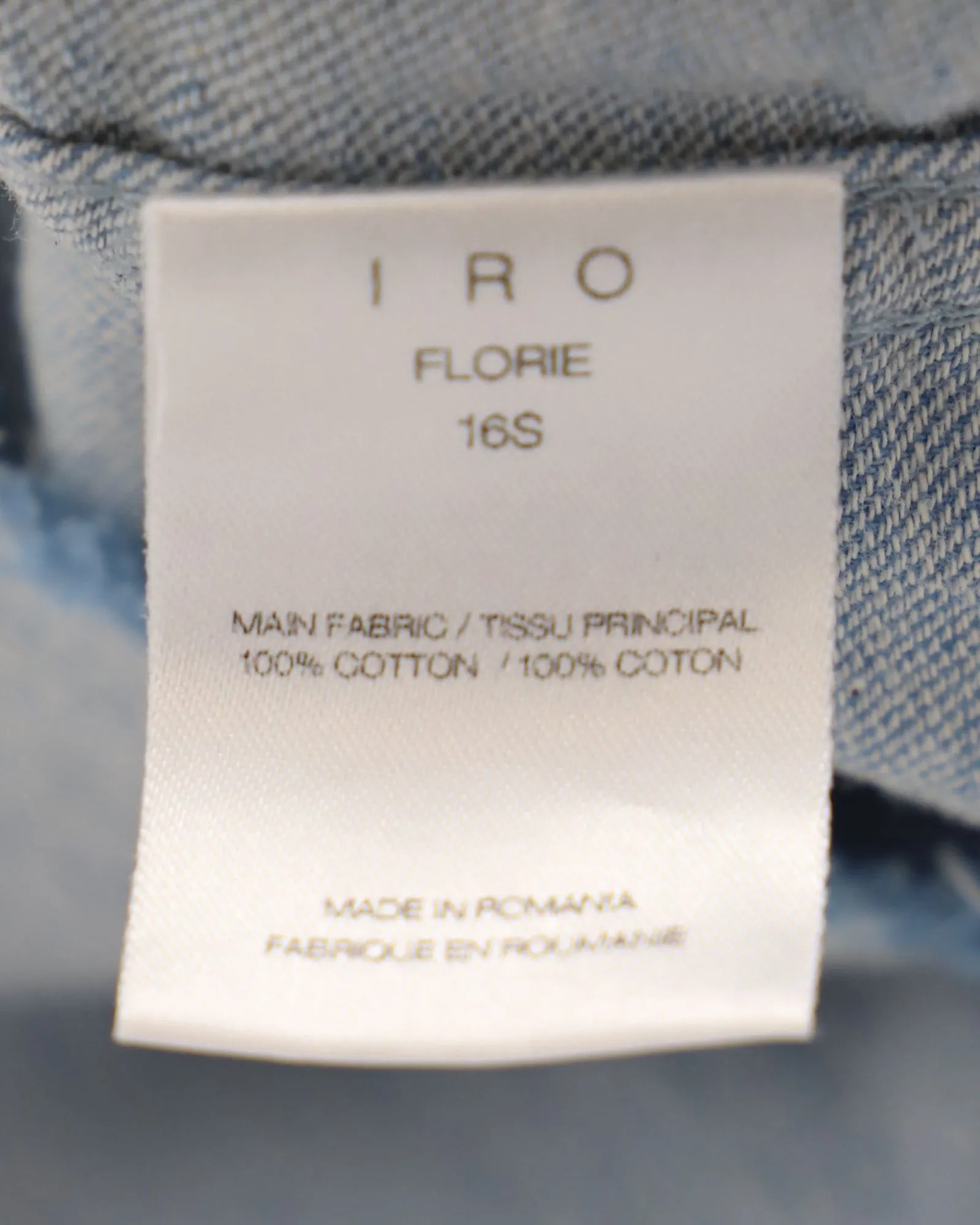 Iro Jean Florie Frayed Sleeves Top in Light Blue Denim