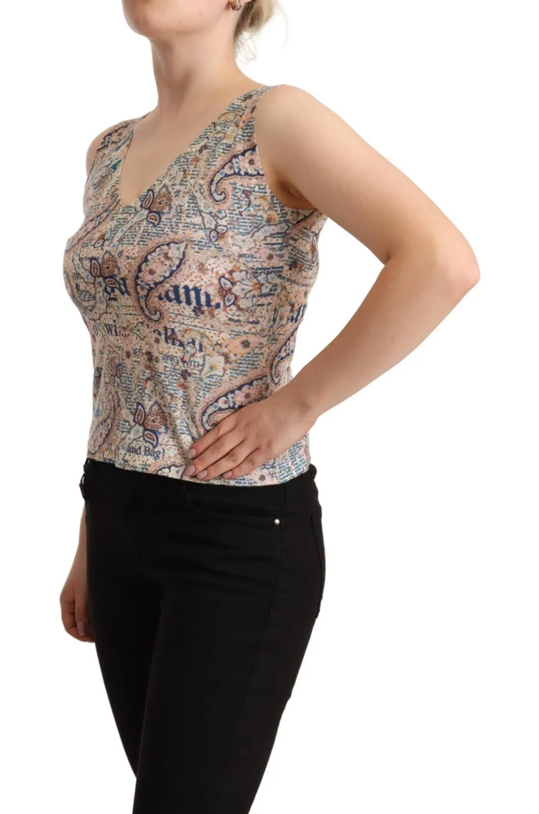 John Galliano  Cotton Sleeveless V-neck Tank Women's Top