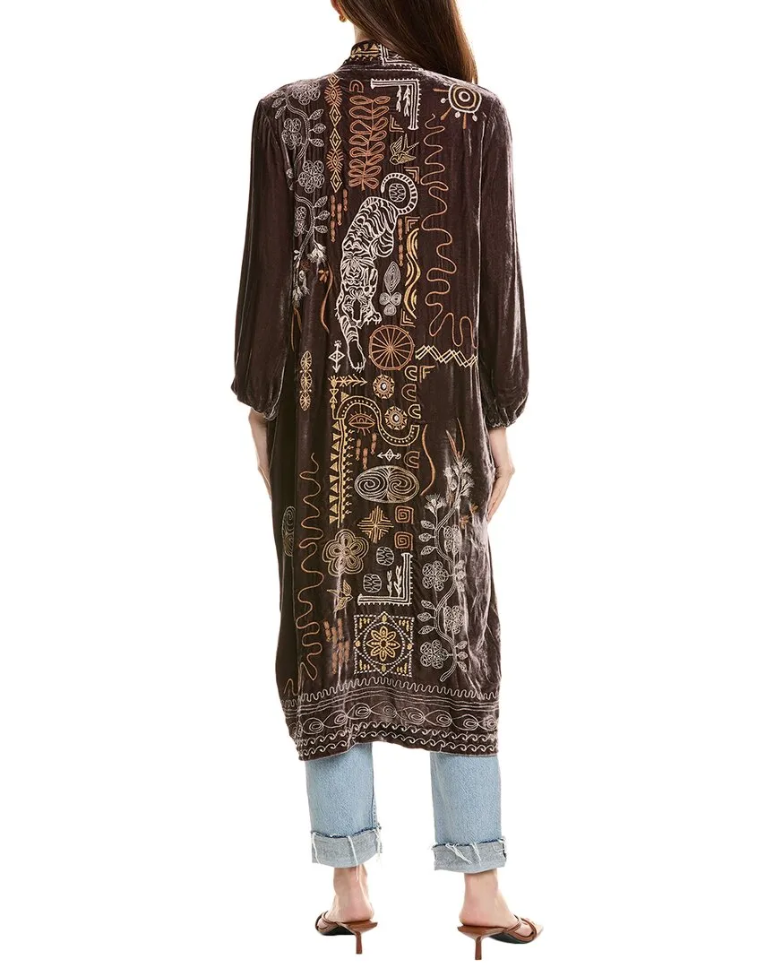 Johnny Was Velvet Bishop Sleeve Kimono Silk-Blend Coat