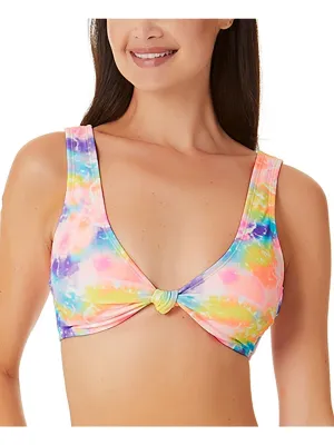 Juniors Womens Tie-Dye Knot Bikini Swim top