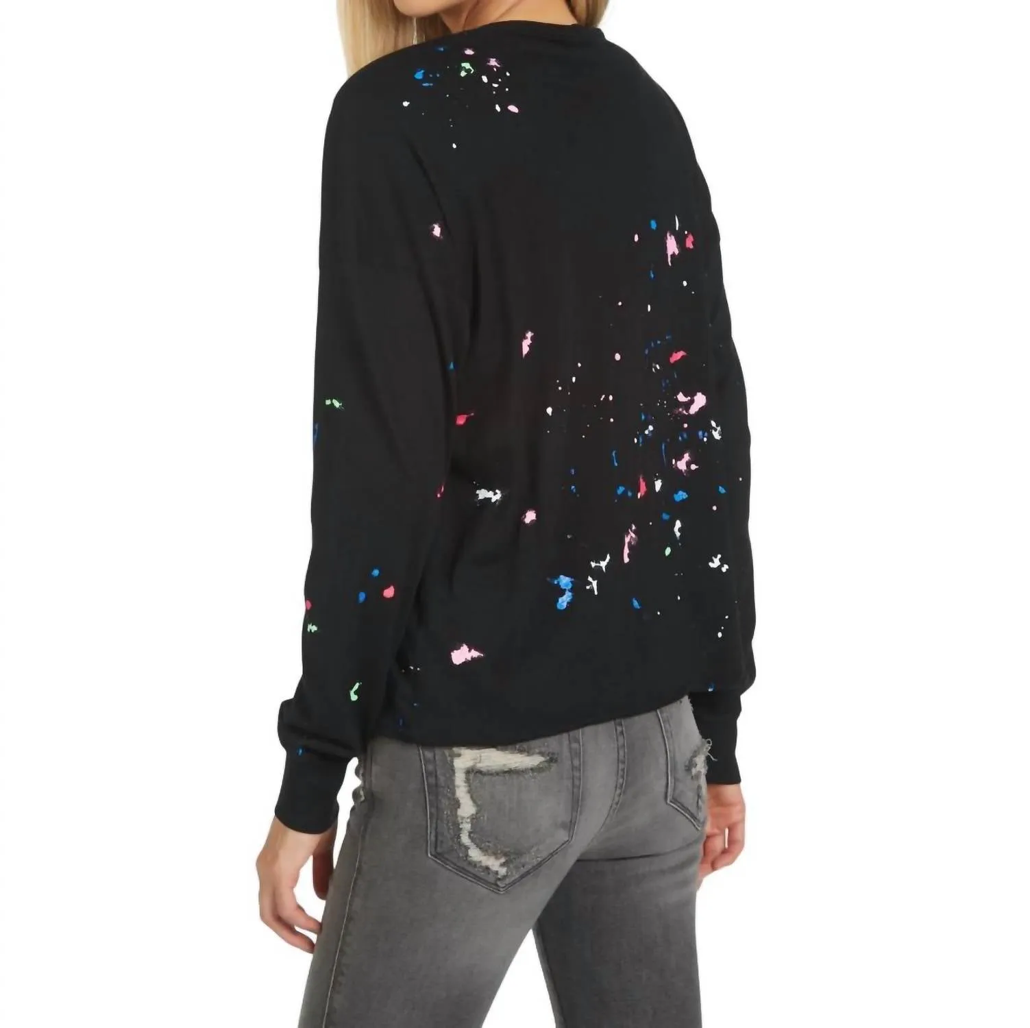 Keegan Crop Tee In Black/confetti Splatter