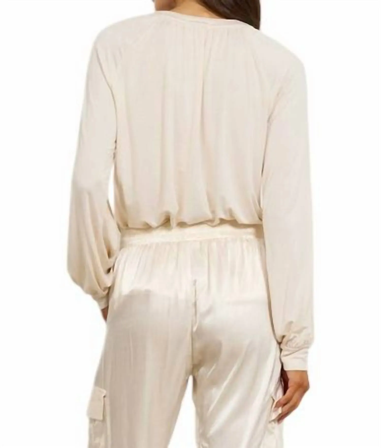 Kesha Long Sleeve Tee Top In Bone