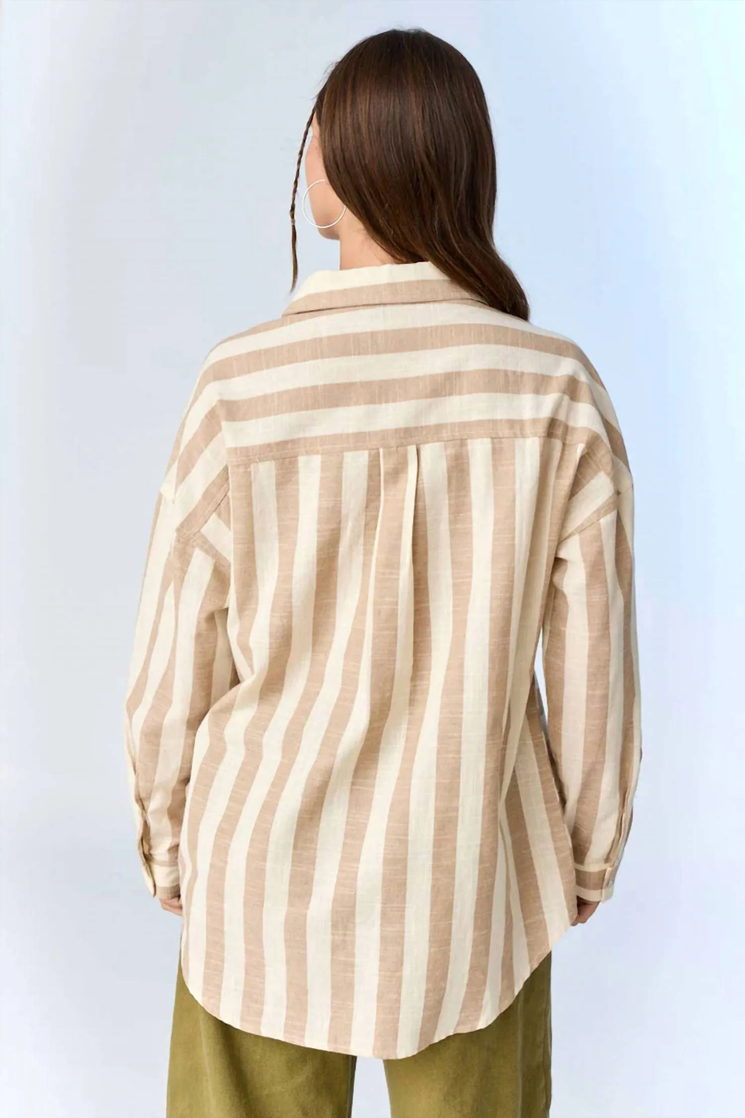 Kimberly Stripe Oversized Shirt In Taupe