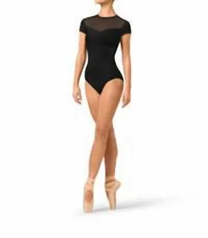 Ladies Cap Sleeve Leotard In Black