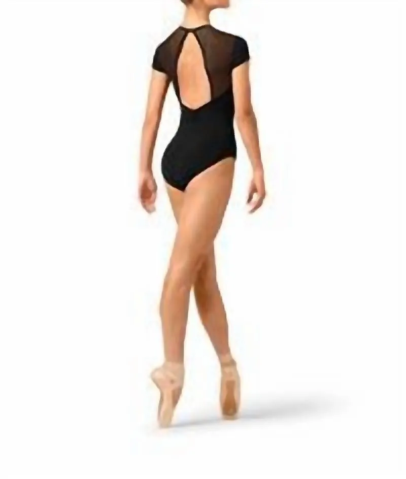 Ladies Cap Sleeve Leotard In Black