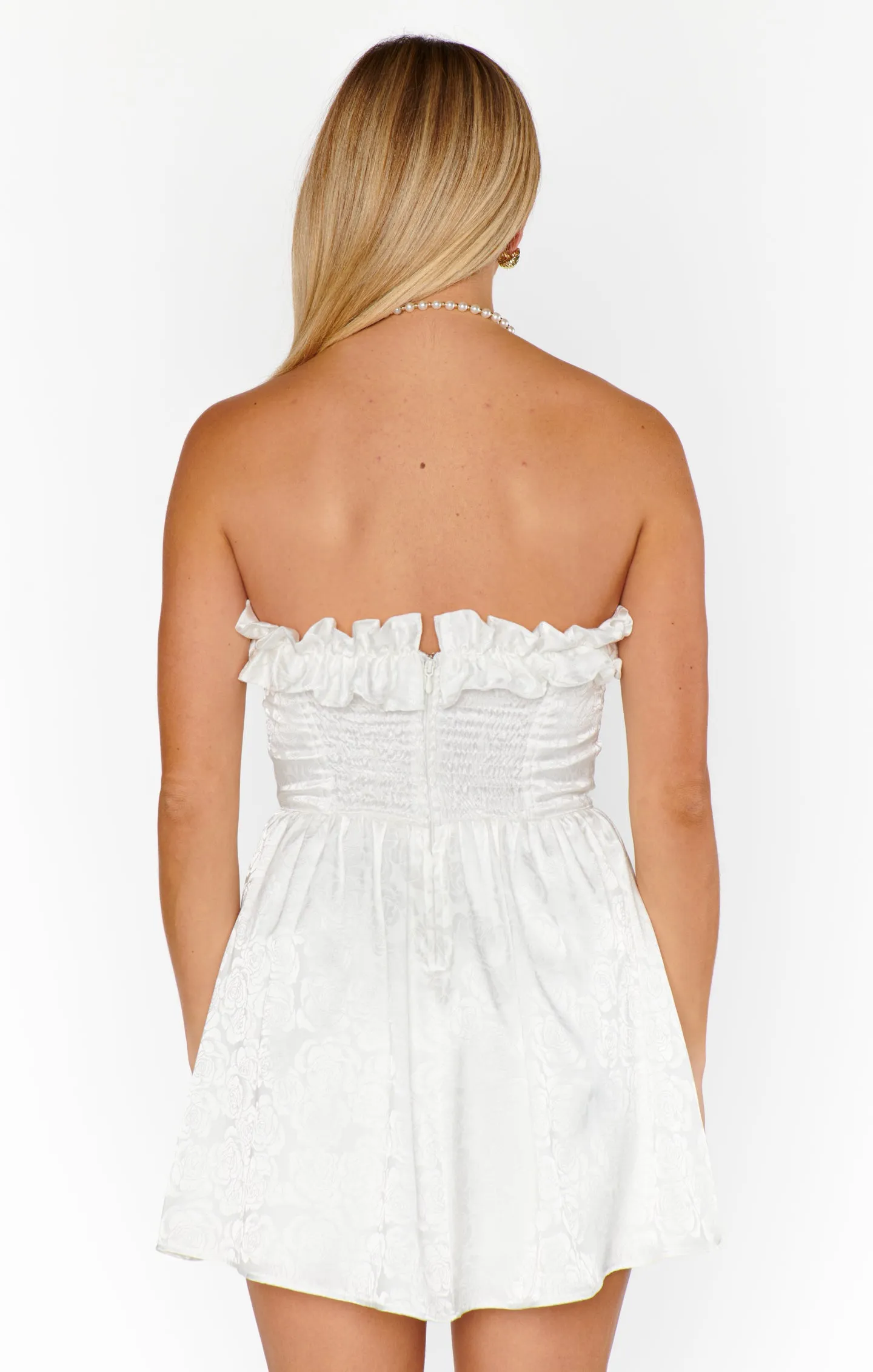 Lala Skort Dress ~ White Rose Satin