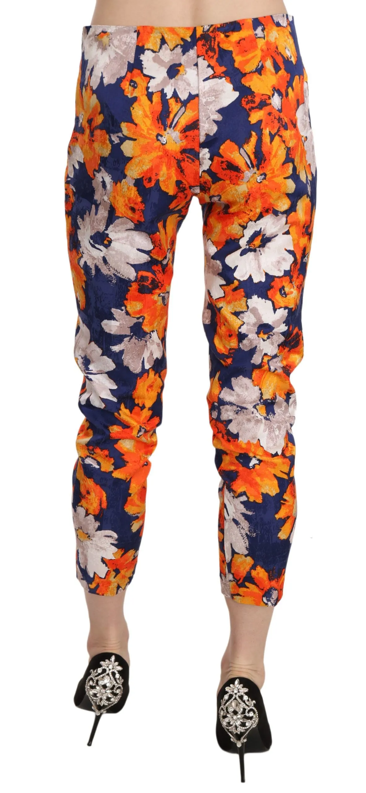 LANACAPRINA  Floral Print Skinny Slim Fit Trousers Women's Pants