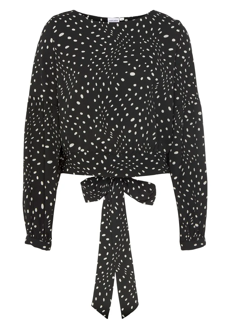 LASCANA Women's Dot Print Long Sleeve Blouse