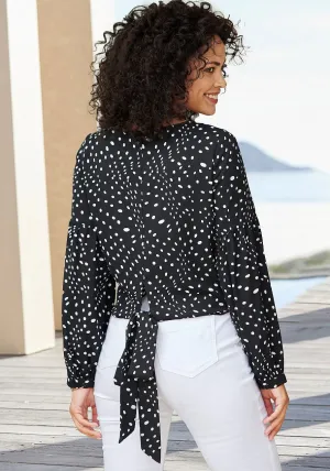LASCANA Women's Dot Print Long Sleeve Blouse