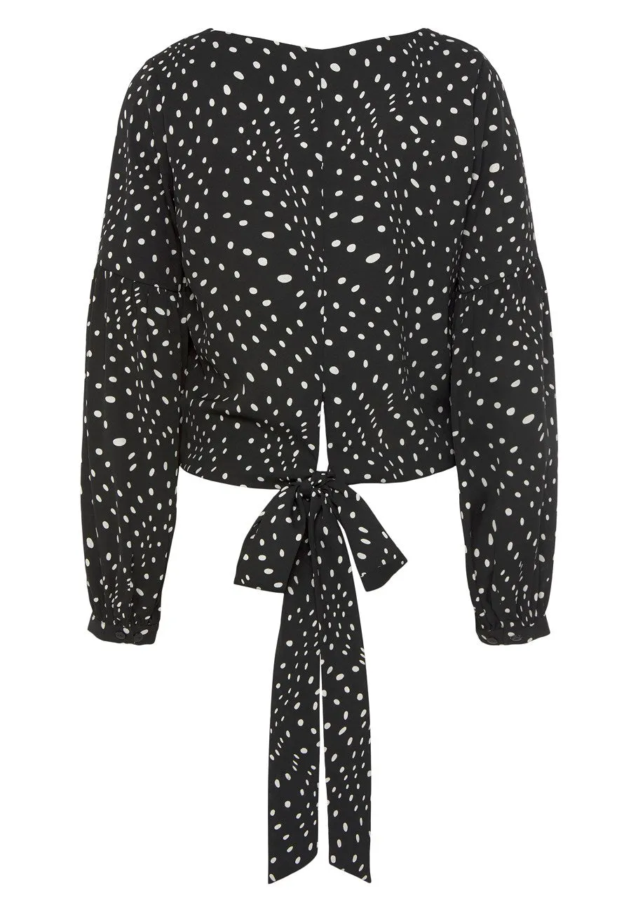 LASCANA Women's Dot Print Long Sleeve Blouse