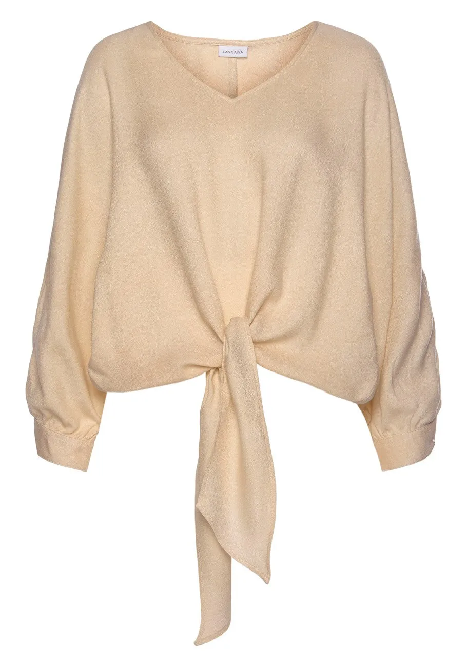 LASCANA Women's Tie Front V-Neck Blouse
