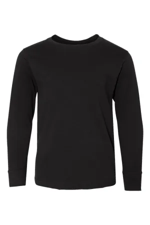 LAT Youth Fine Jersey Long Sleeve Crewneck T-Shirt - Black