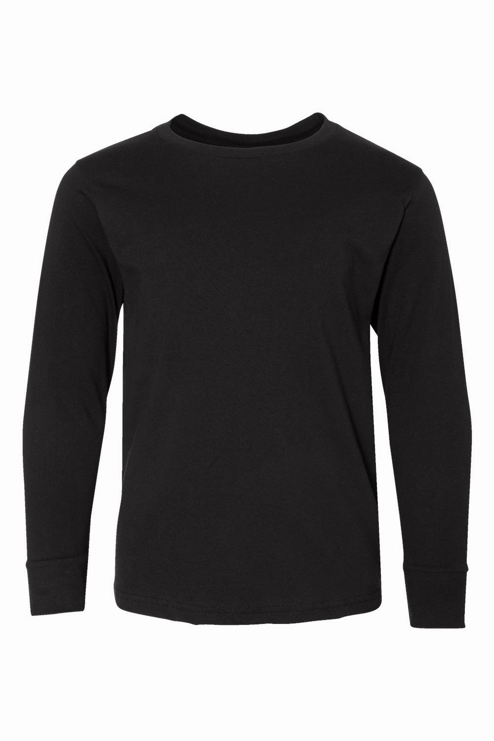 LAT Youth Fine Jersey Long Sleeve Crewneck T-Shirt - Black