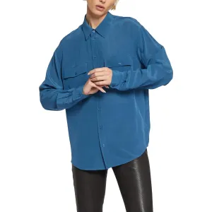 Lauren Blouse Womens Collar Silk Button-Down Top