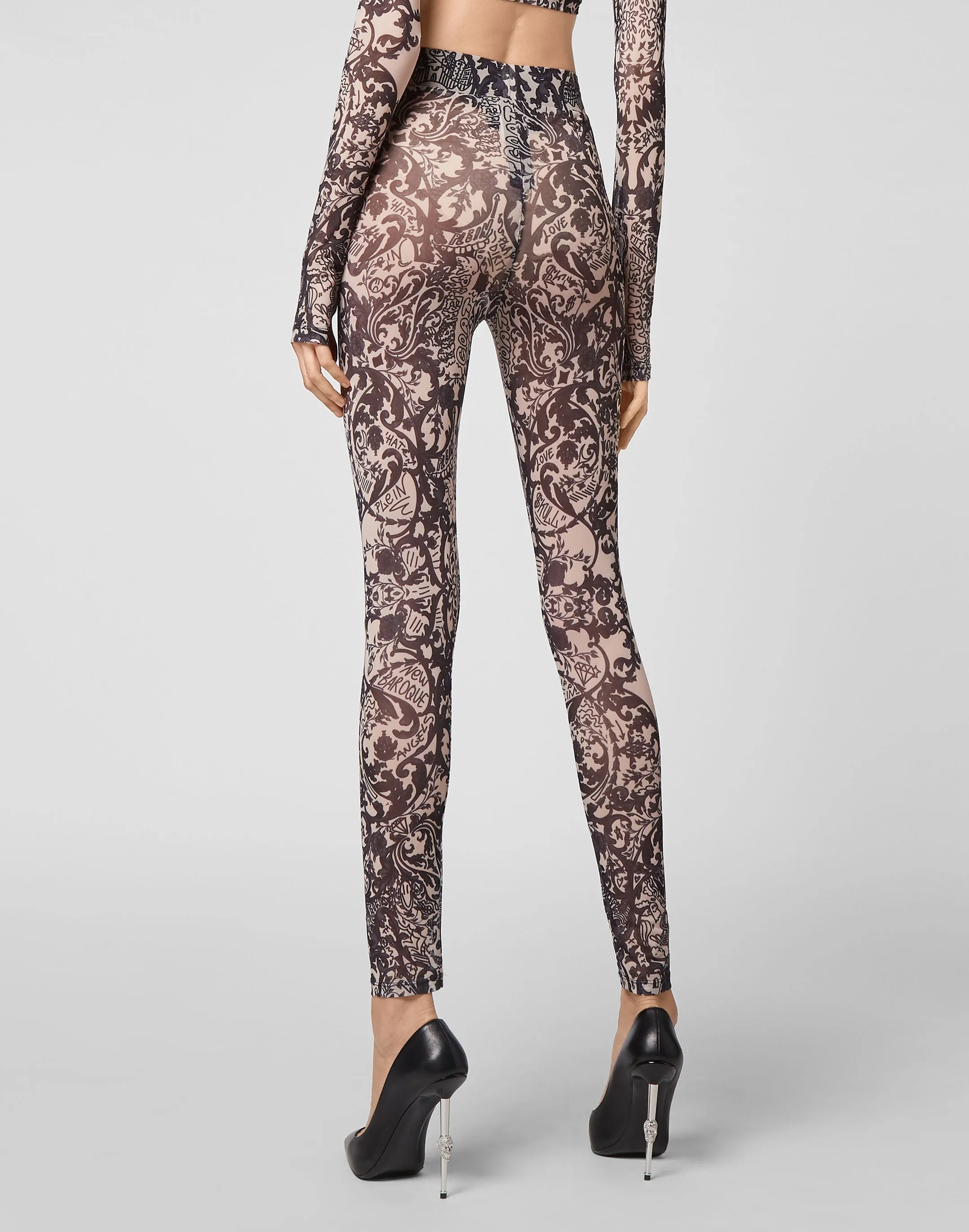 Leggings Stretch Printed Tulle New Baroque